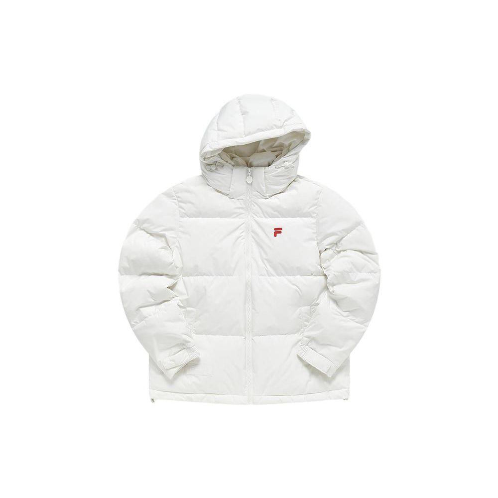 FILA Fusion Fashion Warm Hooded Letter Casual Long Sleeve Puffer Jacket Women outerwear White T11W315903F-WT