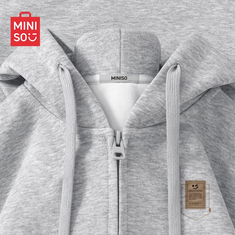 MINISO Men's Heavyweight Hooded Zip-Up Sweatshirt