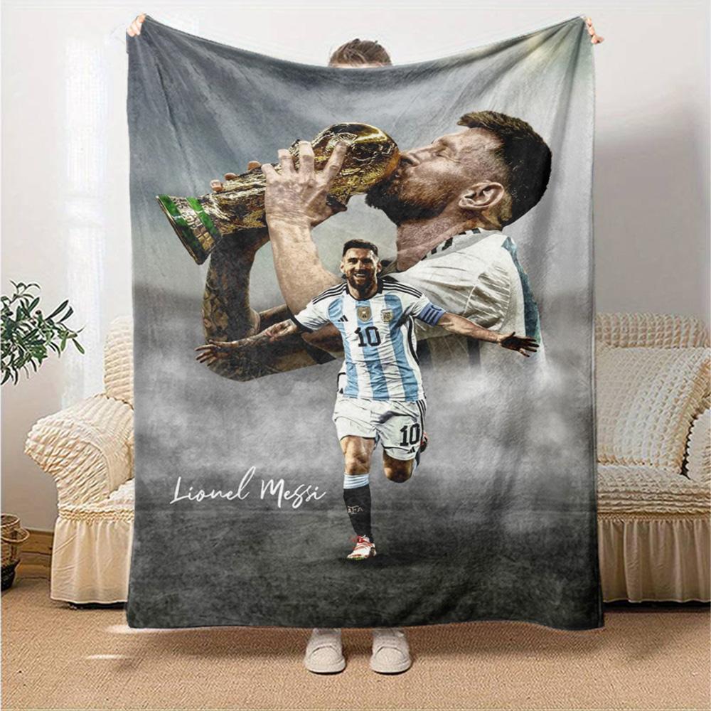 Football Messi Blanket Ultra-Soft Suitable for Seaside Office Bedding for All Occasions Playful Design Gifts For Family Or Friends