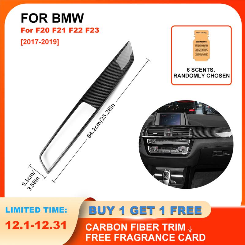 For BMW 1 Series F20 F21 F22 F23 (2017 2018 2019) 118i 120i M140i, 3D Glossy Carbon Fiber Console Trim Anti-Scratch Dashboard
