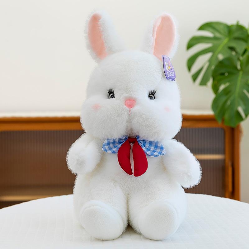Super cute rabbit plush toy girl birthday gift bow tie rabbit sleeping pillow office doll