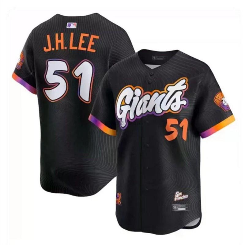 Embroidered San Francisco Giants 51 J.H.Lee Baseball Jersey Mens Sports Uniform