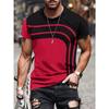 Men's Geometric Print T-Shirt - Short Sleeve, Round Neck, 3D Design, Breathable Polyester, Perfect for Casual or Formal Wear