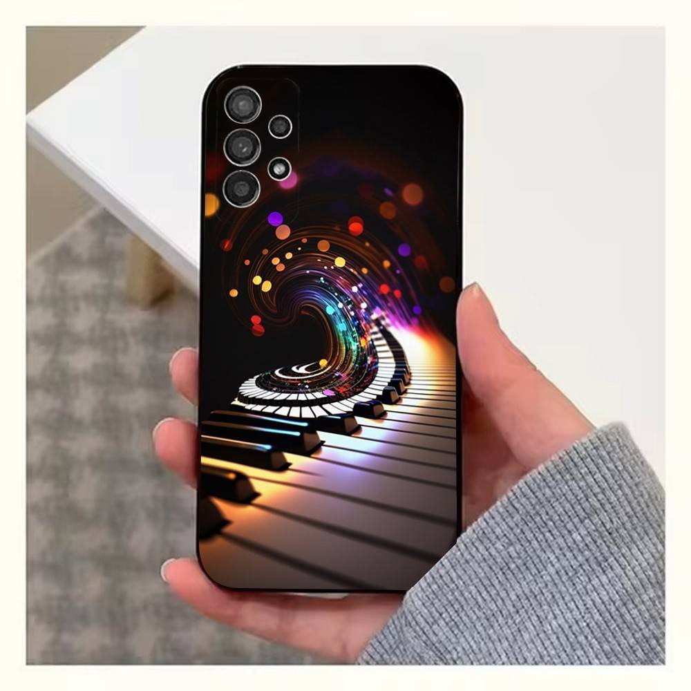 Чехол-футляр с рисунком пианино для Samsung S10, Plus, S9, S22, S25, Ultra, S24, S21, S20, S23, FE, Lite, Мягкий силикон, Черный
