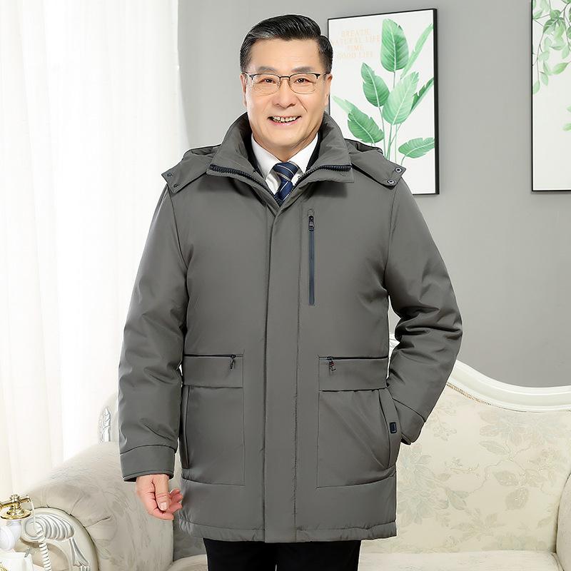 New Style Removable Down Jacket for Men, Medium and Long Daddy Style, Middle-aged and Elderly 405060-year-old Jacket