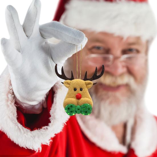 5 шт. подвеска на рождественскую елку плюшевый мини Санта олень елка звезда декор для дома рождественский подвесной аксессуар для праздничной елки домашний декор