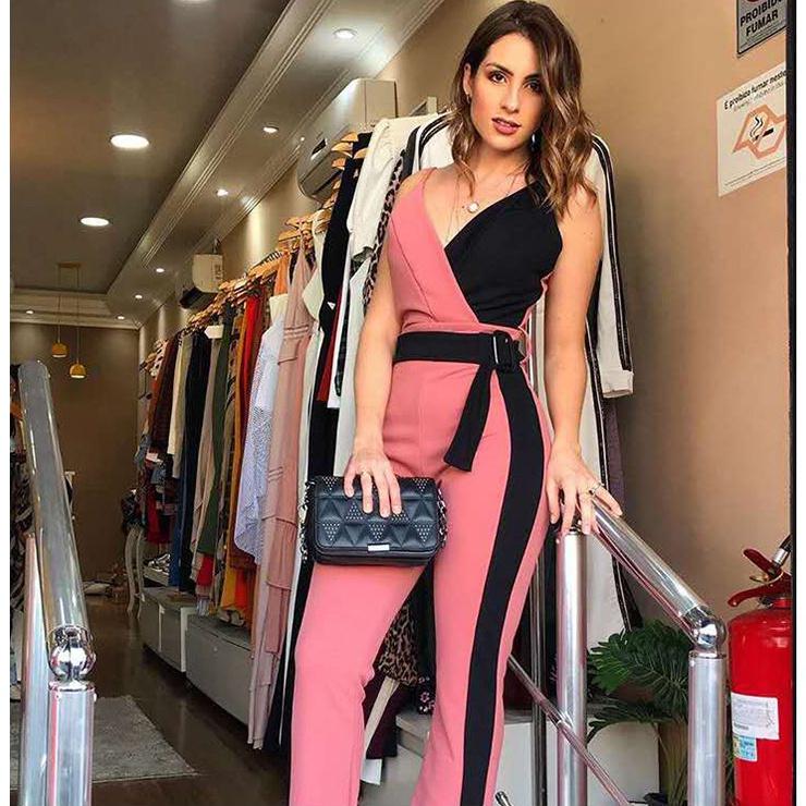 Модный женский повседневный облегающий комбинезон без рукавов, цветной комбинезон с v-образным вырезом, длинные брюки, облегающий клубный боди