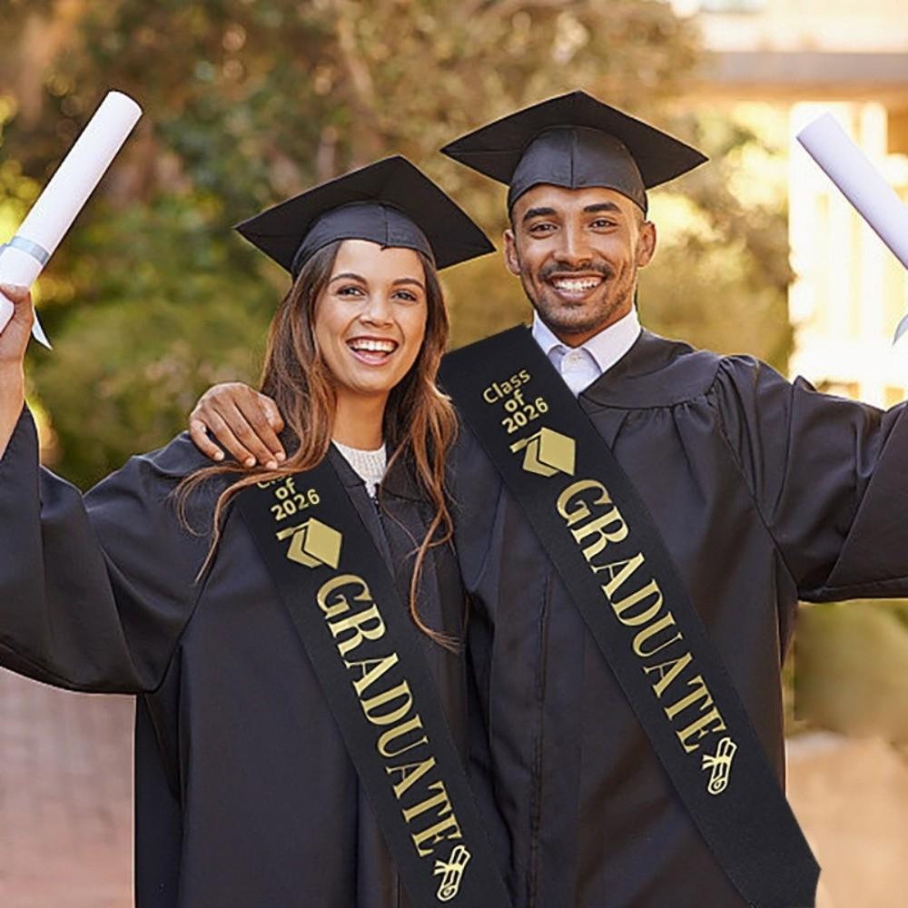 Class of 2026 Graduation Sash Belts Black White Bachelor Sash Etiquette Belt Graduation Party
