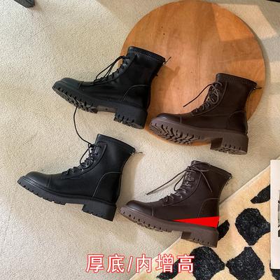 Мартинсы на скрытой платформе, короткие ботинки, женская обувь, универсальные ботинки на платформе в стиле ретро, коричневые, 2025, новые женские ботинки на шнуровке на платформе