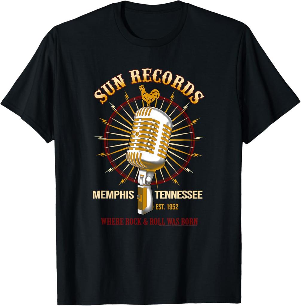 Новая винтажная футболка Omericon Rockobilly Sun Records Мемфис 1952 Унисекс Блочные Топы Уличная Мода Одежда для Пары