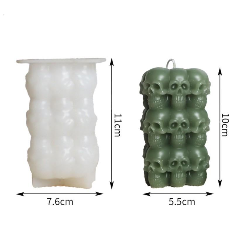 Halloween Party Decor Silicone Skull Square Column Silicone Candle Mould Chocolate Mold Square For DIY Crafts Soap Making Gift