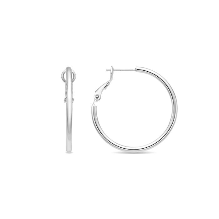 Boucles d'oreilles - LUXENTER - Nianres - Finition argentée (plaqué rhodium) - Diamètre 30 mm - Zircon