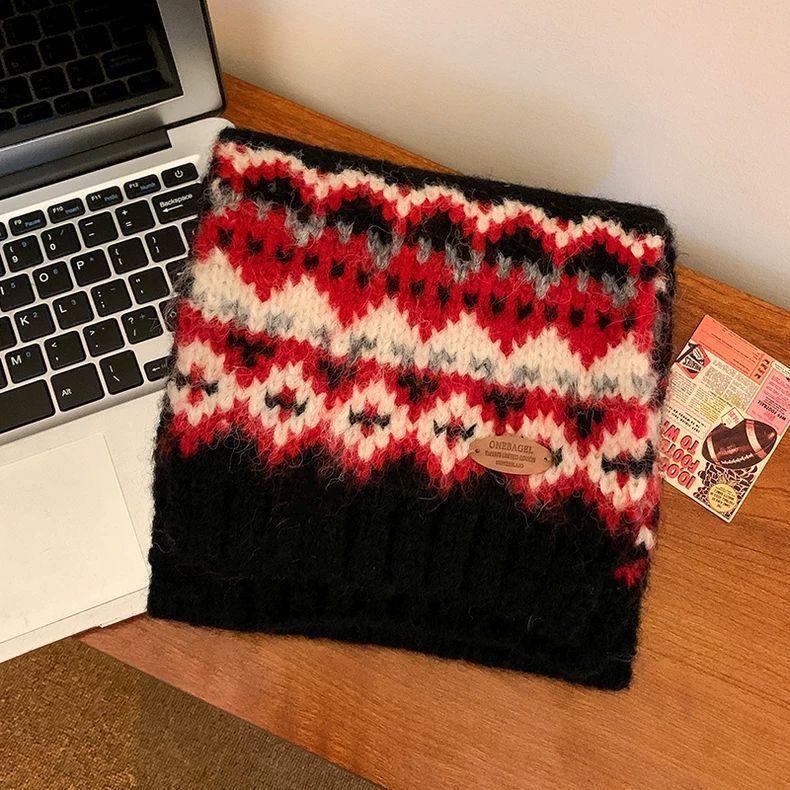 Зеленый вязаный шерстяной шарф в стиле Fair Isle, женский, зимний, рождественская атмосфера, утолщенный, универсальный, теплый, холодостойкий, грелка для шеи