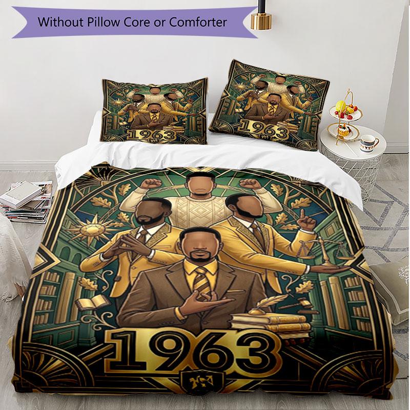 3pcs Duvet Cover Set (1*Duvet Cover + 2*Pillowcase, Without Core), Iota Phi Theta Print Soft All‑Season Bedding Set, Home Bedroom Decor Gift
