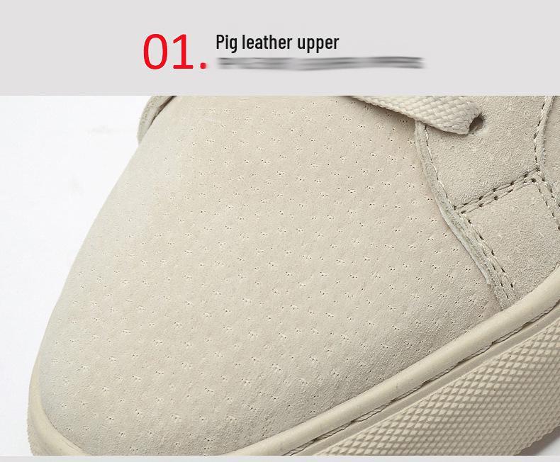 Men's Frosted Leather Low-Top Casual Sports Shoes, Hand-Stitched, Large Sizes Available