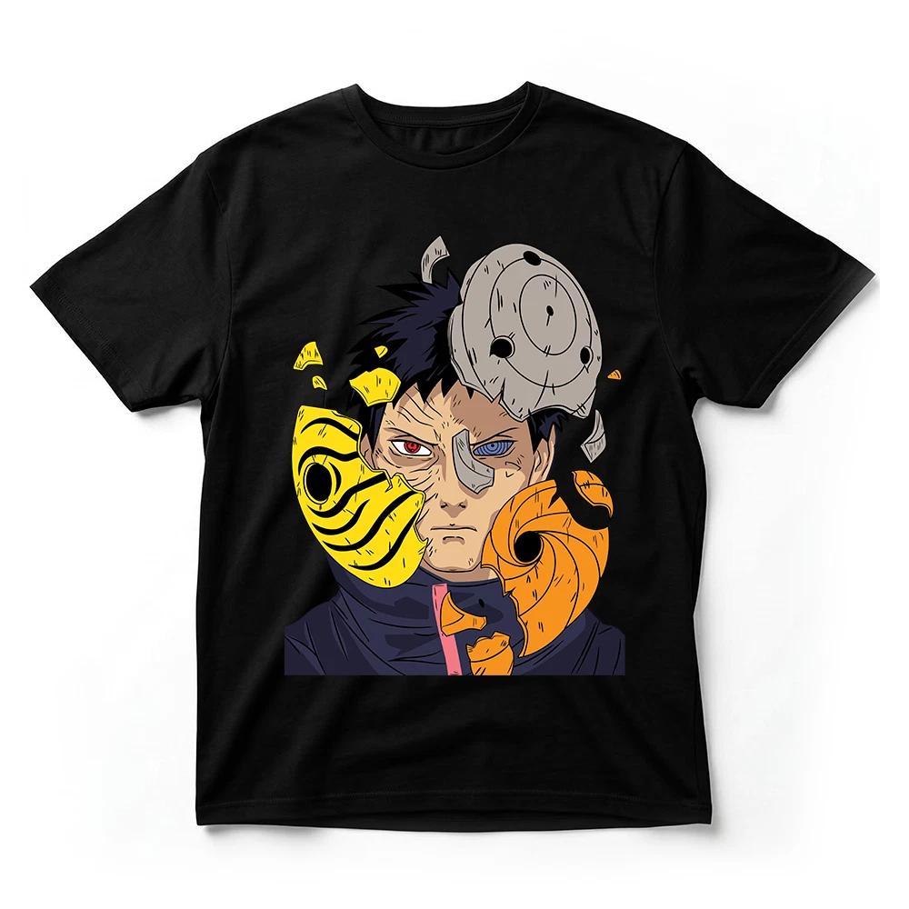 Naruto Obito Uchiha Tobi TShirt Mask Sharingan Akatsuki Anime Graphic Tee Black