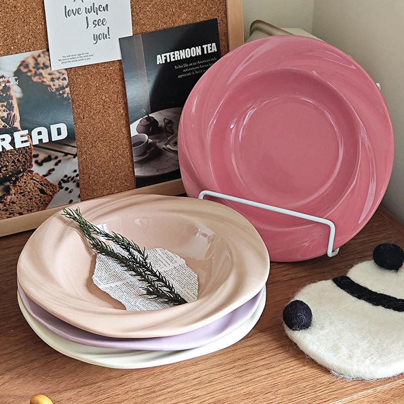Высококачественная тарелка в стиле ins, простая цветная глазурь, керамическая бытовая высококачественная овощная паста