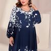 Plus Size Women's Autumn New Fashion Commuter Temperament Print Loose Long Dress
