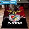 Custom Name Benfica Football Crest Rug Game Carpet, Floor Mat for Bedroom Living Room Entryway Rug, Home Decor Idea Gift for Christmas birthday