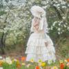 Mori visor pastoral sweet Lolita hat lace bow streamer sunscreen braided hat