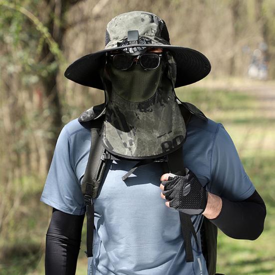 Мужская рыбацкая шляпа с солнечным вентилятором и съемной передней крышкой с большими полями и полой сеткой. Зарядка через USB. Защита от ультрафиолетового излучения и солнечного света. Отличная воздухопроницаемость.