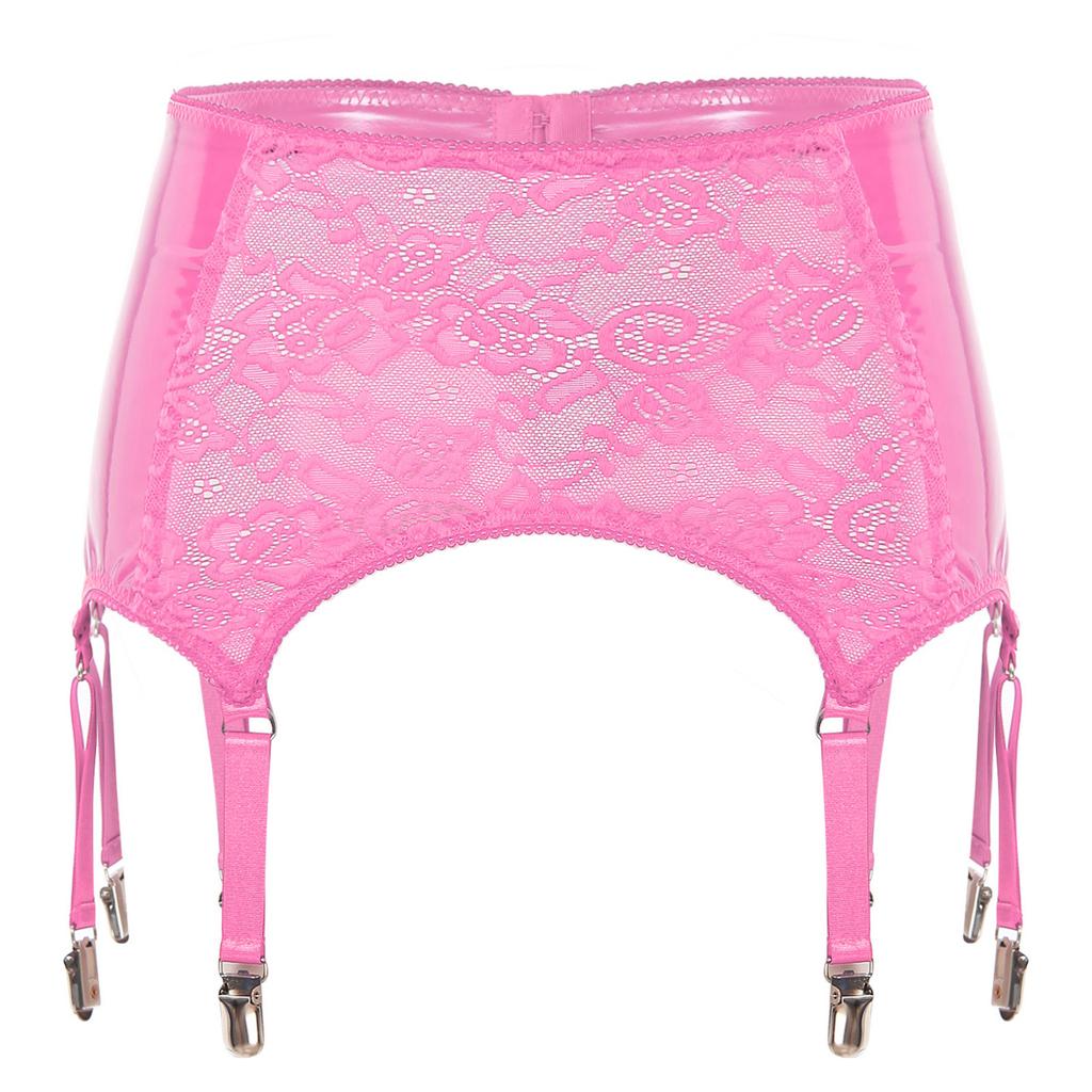 Женский пояс для чулок с цветочным кружевом из искусственной кожи с металлическими зажимами, аксессуары для чулок, нижнее белье