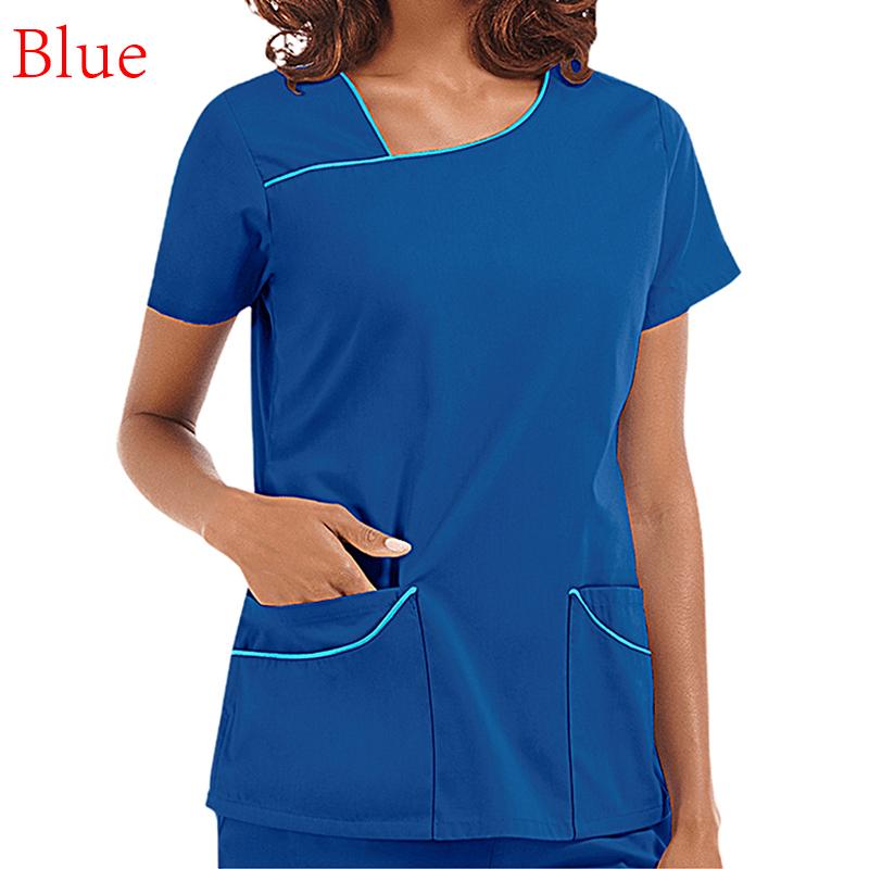 Женские летние топы, футболка с коротким рукавом и v-образным вырезом, карман, униформа с принтом, сексуальная медсестра, работники клиники