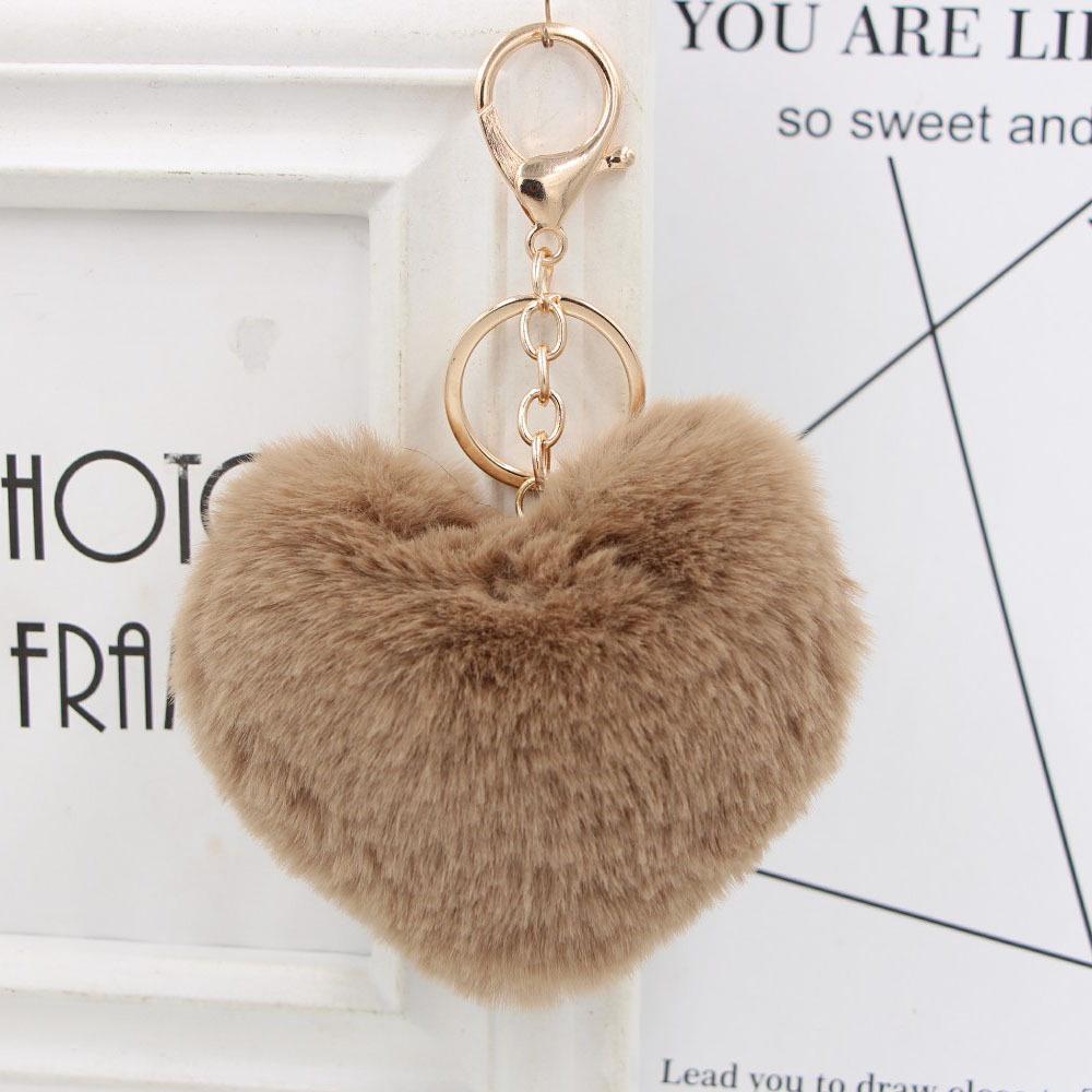 "Charming Heart-Shaped Rabbit Fur Keychain - Fashionable Fluffy Accessory for Ladies' Bags"