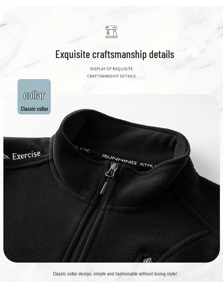 Мужской флисовый жилет с воротником-стойкой на осень/зиму: Теплая, на бархатной подкладке, повседневная куртка для улицы