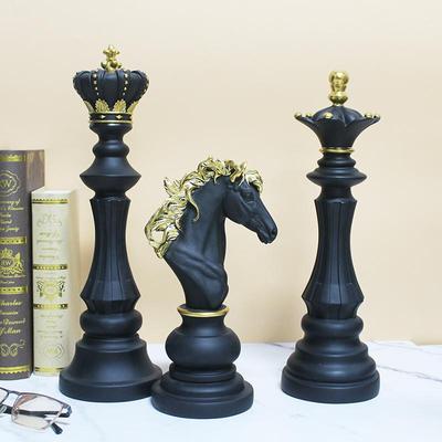 Классические Декоративные Аксессуары для Шахматных Фигур Смоляной Король Королева Конь Поделки Настольное Украшение для Кабинета Гостиной Шахматная Фигура