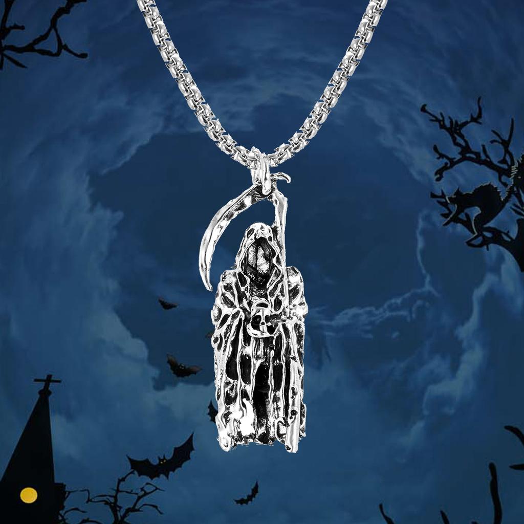 Новое ожерелье Dark Wind Halloween Skull, ожерелье Punk Wind Halloween Sickle, место для покупки.