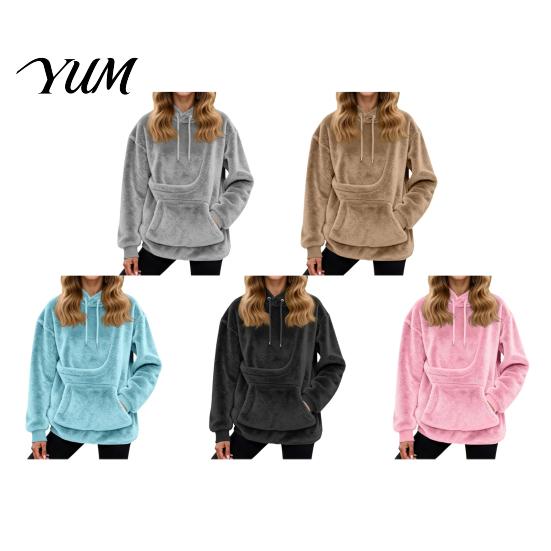 Dog Carrying Pullover Top Women Pet Pouch Hoodie, Oversized Fuzzy Hooded Sweatshirt with Kangaroo Hoodie Pouch, Cat for Fall Winter Hands Free