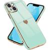 Protective Case - Luxury - for iPhone 13 - Turquoise - Heart Pattern - Shockproof and Scratch-resistant