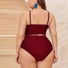 Plus Size Solid Mesh Swimsuit High Neck Halter Swimwear Women Sexy Patchwork Swimming Suit for Women Sexy Swimsuit High Waisted Bikini Two Piece