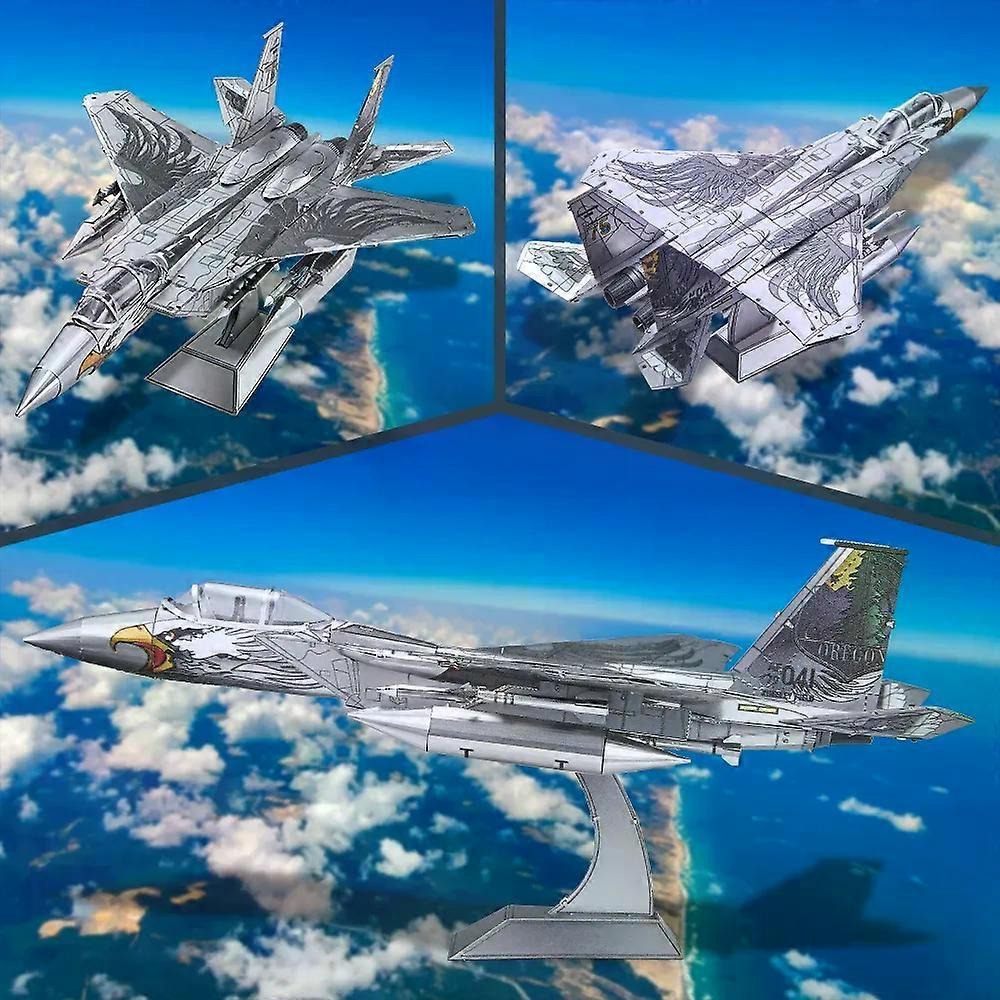 Piececool 3D Metal Puzzles F-15 Fighter Assembly Model Kits for Adult DIY Fighter Aircraft Jigsaw for Collection Birthday Gifts