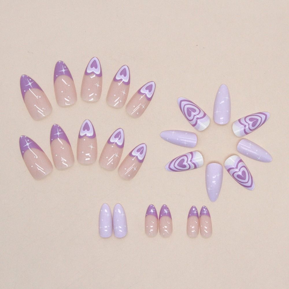 Long Almond False Nails French Nail Tips Manicure Press On Nails Women