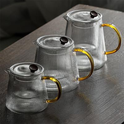 Чайник из высокоборосиликатного стекла в японском стиле с полосками и фильтром, набор для чая пуэр, кунг-фу и цветочного чая, заварник, чайная и кофейная посуда