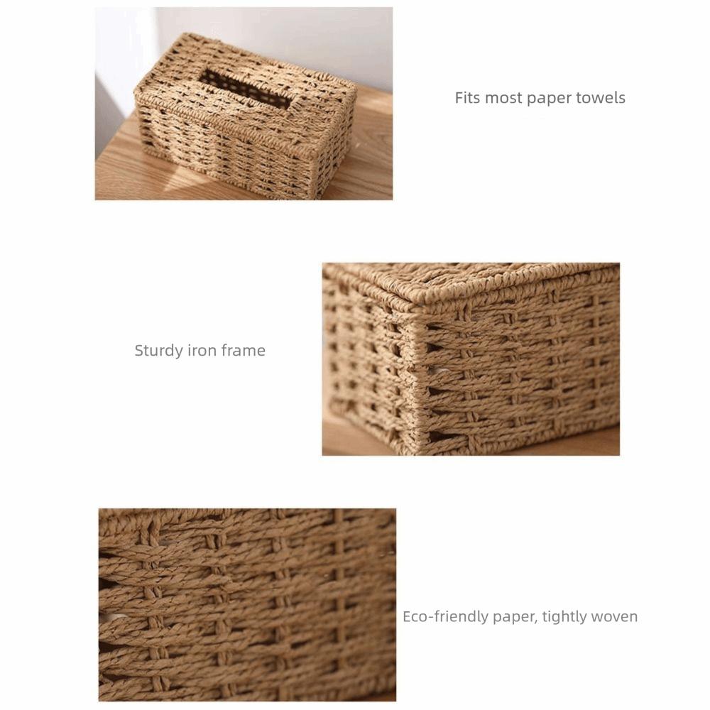 Handmade Imitation Rattan Tissue Case Decoration Tissue Paper Container Living Room