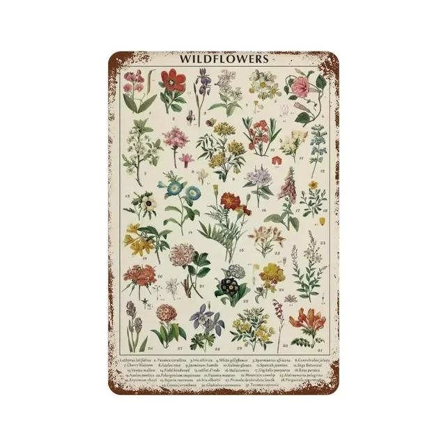 Vintage Butterfly Insect Plant Collection Chart Metal Tin Sign Retro Aesthetic Art Decor for Living Room Wall Home Decor Poster