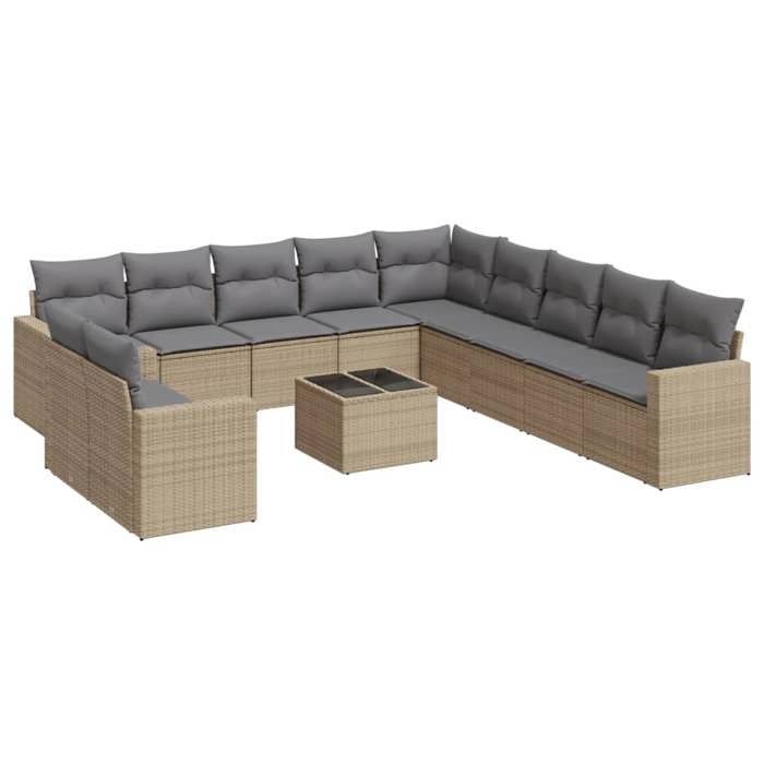 VidaXL Salon de Jardin avec Coussins 12 pcs, Canapés avec Pieds Réglables, Ensemble de Meubles d'Extérieur Patio Terrasse, 3218628