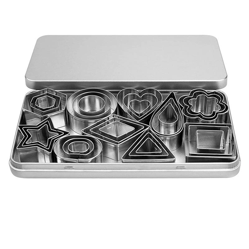 30Pcs/box Stainless Steel Sugar Biscuit Press Stamp Embosser Cookie Cutter DIY Fondant Cake Mold Pastry Decor Baking Tool