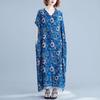 2024 Plus Size Dress Women Summer V-Neck Sundress Bohemian Floral Print Loose Big Oversize Maxi Dress 7015