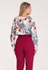 Women' summer shirt - V-neck shirt - M1070 white with flowers size