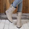 Fashion Plus Size 43 Women Boots European and American Fashion Buckle Pleated Short Boots Autumn and Winter New Flat Boots Women Shoes