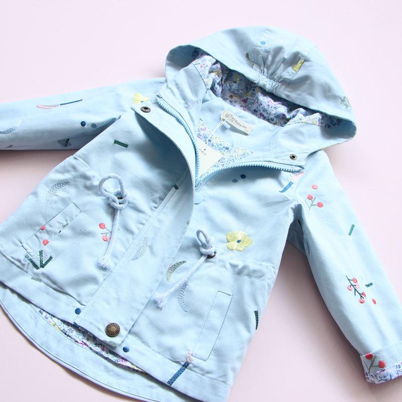 Autumn Girls Windbreaker Coat Jackets Baby Kids Flower Embroidery Hooded Outwear for Baby Kids Coats Jacket Clothing