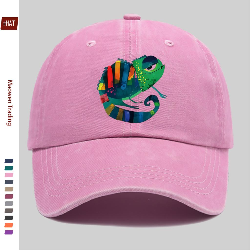 pc Fun Chameleon Pattern Fashion Printed Baseball Cap Trucker Sun Hat with Cute Pet Print Comfortable and Lightweight Papa Ha