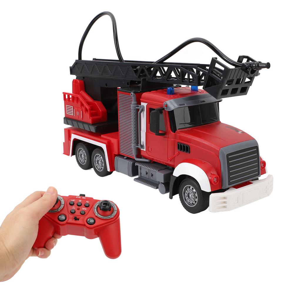 Пожарная машина с дистанционным управлением, разбрызгиватель воды, 11 каналов, звуковой и световой эффекты, дистанционное управление, воздушная лестница