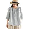 Blouse for Short Sleeve Cotton Linen Large Ruffle [Ailiyumo] Women, Shirt, Linen, Thin, Shirt, Size, Summer, Top, Sleeves, Natural, Cute, Everyday,