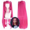 Demon Hunters Mira Cosplay Wigs 100cm Pink Synthetic Hair Halloween Party Performance Wig Women Movie Role Play Accessory