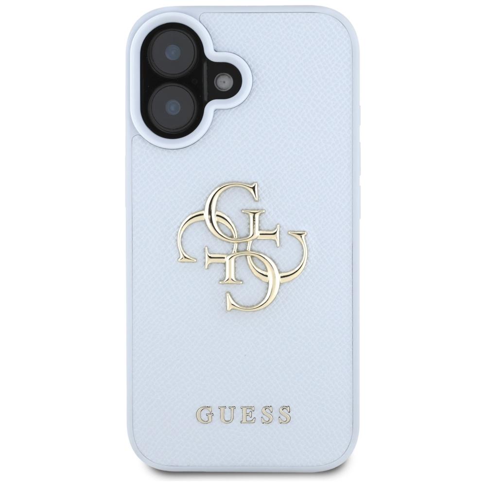 Etui do iPhone 16 Guess Grained Classic Logo Niebieskie
